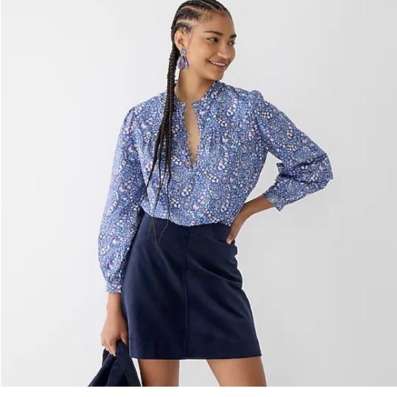 J.Crew Liberty print button-front ruffle-neck popover in Bourton Bloom - Picture 12 of 12